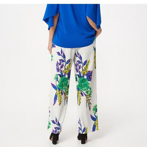 Dennis Basso Printed Luxe Crepe Wide-Leg Pants 350 - Picture 2 of 4